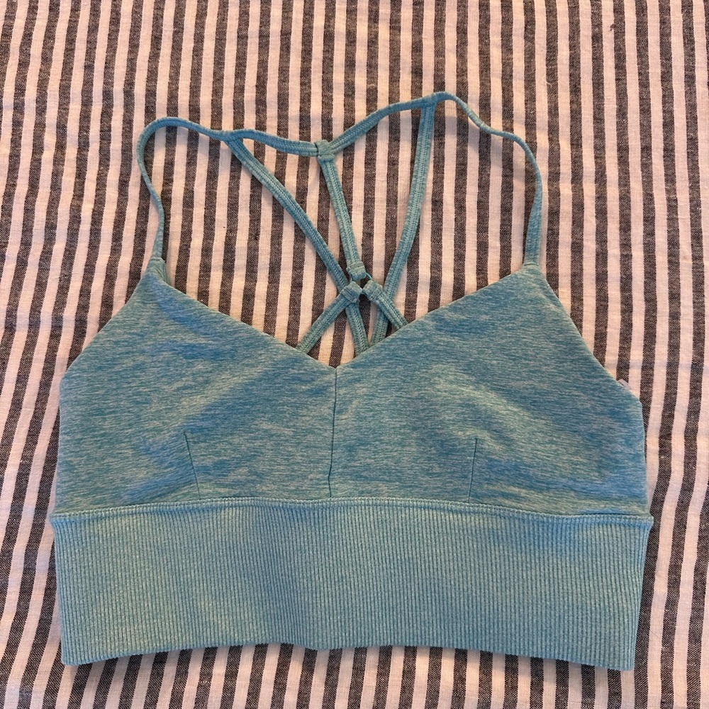 ALO Yoga Teal Strappy Sports Bra